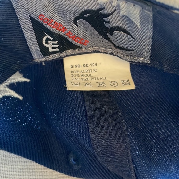 Golden Eagle blue and silver rare shark tooth baseball hat cap wool blend - Picture 7 of 8